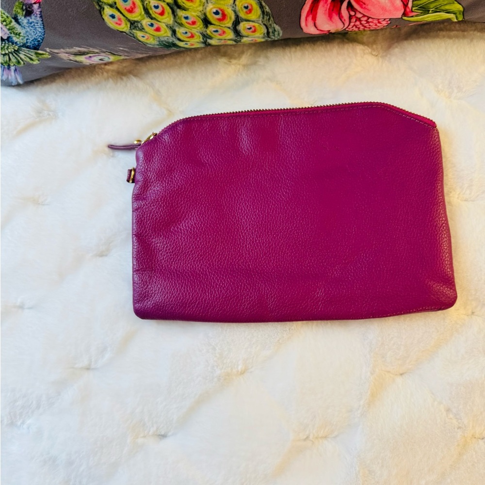 Lodis Purple Cosmetic Bag Leather Minimalist Design